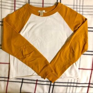 Mustard Sleeves Low Crop Sweat Shirt